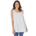 Plus Size Women's Button-Front Linen Tank by Woman Within in Natural Khaki Stripe (Size 22/24) Top