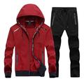 WanYangg Mens Two Pieces Tracksuit Set Large Size Zipper Sportswear Hoodie Sweatshirt Top and Drawstring Bottoms Jogging Pants Trouser Zip Joggers Gym Full Sport Sweat Suits Sets Red L