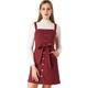 Allegra K Women's Dungaree Dress Adjustable Strap A-Line Overall Denim Dress Wine Red 16