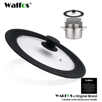 Walfos-Couvercle de casserole multifonctionnel en verre avec bord en silicone accessoires de
