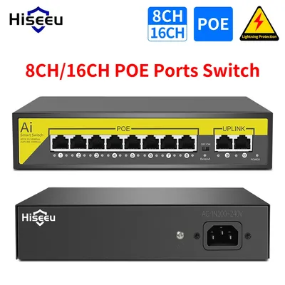Commutateur POE sans fil pour caméra IP système de sécurité CCTV 8 16 ports 2 liaison montante