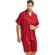 Ensemble de pyjama court en satin pour hommes vêtements de nuit S M L XL 2XL 3XL 4XL