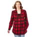 Plus Size Women's Flannel Tunic With Layered Look by Woman Within in Vivid Red Buffalo Plaid (Size 5X)