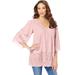 Plus Size Women's Lace-Hem Pintuck Tunic by Roaman's in Soft Blush (Size 30/32) Long Shirt