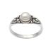 Opposite Directions,'Cultured Pearl and Sterling Silver Single Stone Ring'