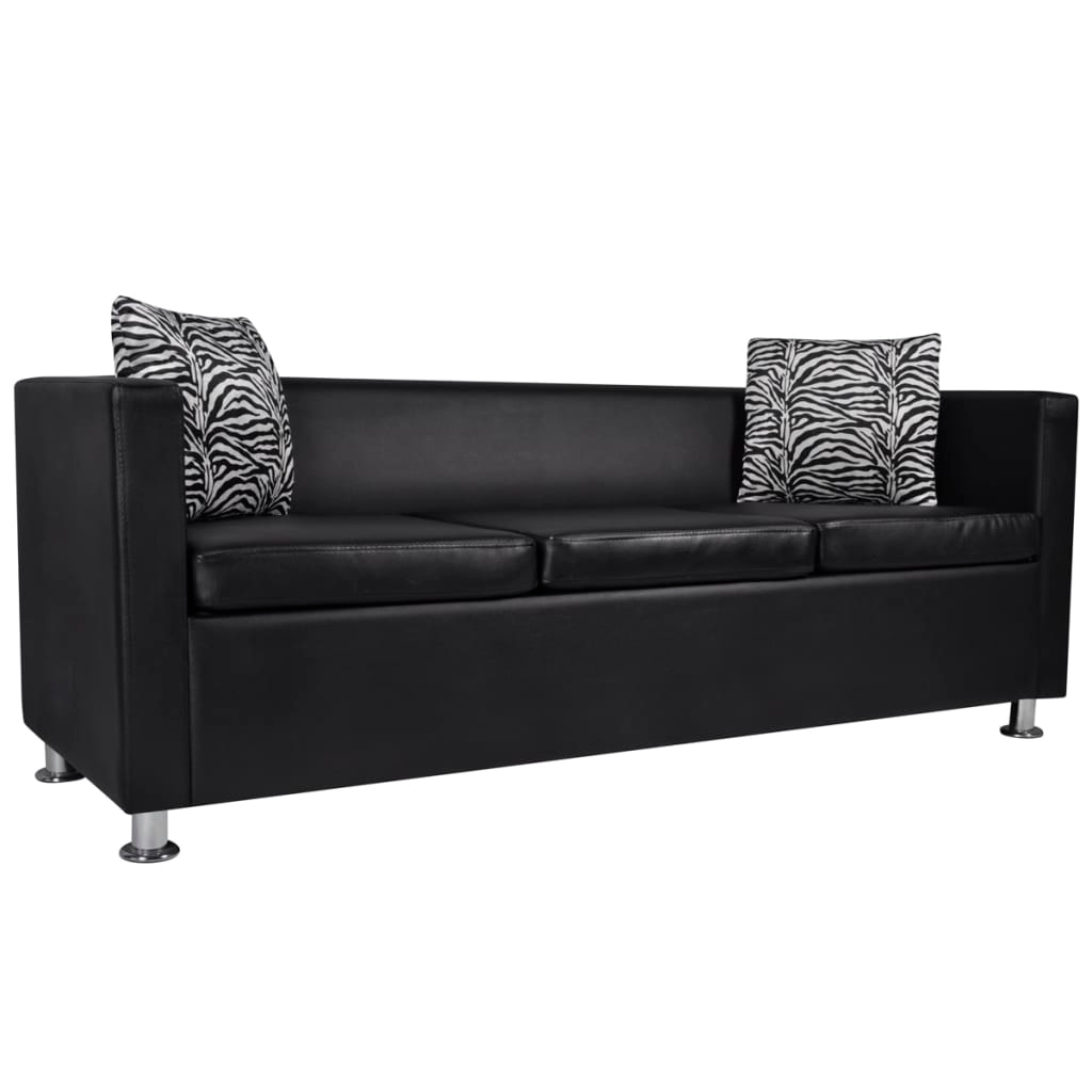 vidaXL Sofa 3-Sitzer Kunstleder Schwarz Image