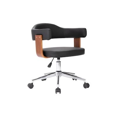 vidaXL Drehbarer Bürostuhl Schwarz Bugholz und Kunstleder Image