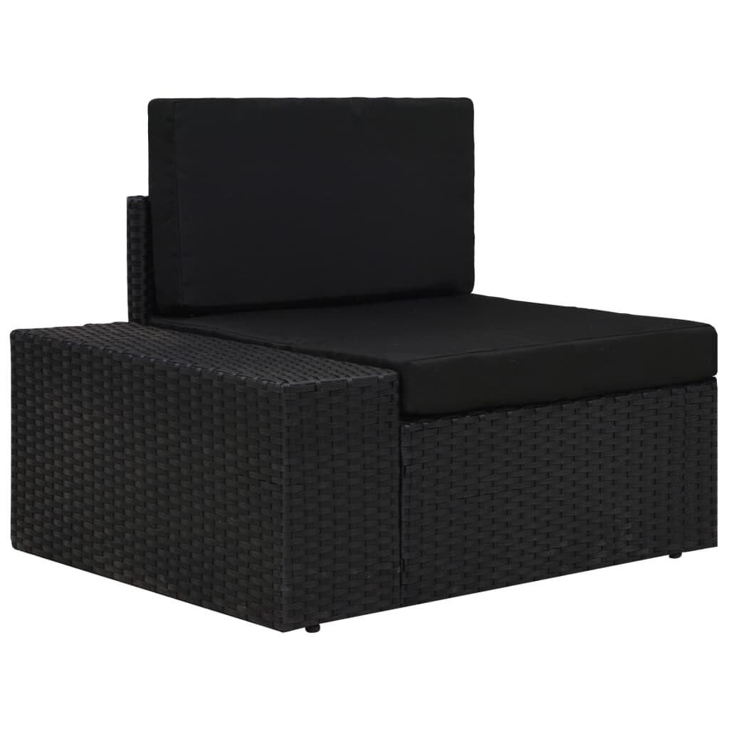 vidaXL Modulares Sofa-Eckteil mit Armlehne (rechts) Poly Rattan Schwarz Image