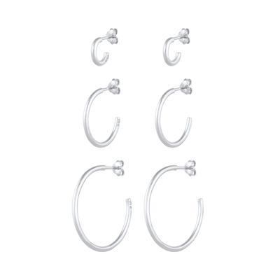 Elli - Creolen Stecker Set Trio Basic 925 Silber Ohrringe 1 ct Damen