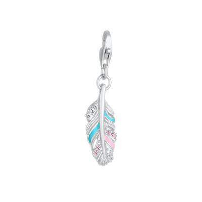 Nenalina - Feder Emaille Kristalle Boho 925 silber Charms & Kettenanhänger 1 ct Damen