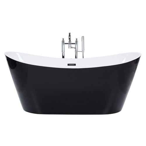 Freistehende Badewanne Schwarz Sanitäracryl Oval 160 x 76 cm Modern