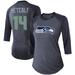 Women's Fanatics Branded DK Metcalf College Navy Seattle Seahawks Team Player Name & Number Tri-Blend Raglan 3/4-Sleeve T-Shirt