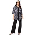 Plus Size Women's Three-Piece Pantsuit by Roaman's in Black Abstract Stripe (Size 14 W)