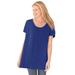 Plus Size Women's Perfect Short-Sleeve Shirred U-Neck Tunic by Woman Within in Ultra Blue (Size M)