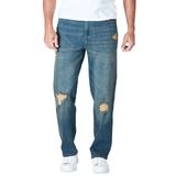 Men's Big & Tall Liberty Blues™ Straight-Fit Stretch 5-Pocket Jeans by Liberty Blues in Distressed (Size 70 38)