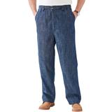 Men's Big & Tall Knockarounds® Full-Elastic Waist Pants in Twill or Denim by KingSize in Indigo (Size 3XL 38)