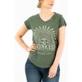 Rokker Indian Bonnet T-shirt da donna, verde, dimensione M per donne