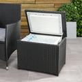 CorLiving 38 Qt. Rattan Storage Insulated Cooler Table in Black | 18 H x 23 W x 16 D in | Wayfair PRK-770-B
