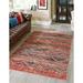 Red 96 x 61 x 0.16 in Indoor Area Rug - Bungalow Rose Geometric Area Rug Chenille, Cotton | 96 H x 61 W x 0.16 D in | Wayfair