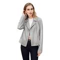 Women Grey Faux Lether Moto Biker Jacket Faux Suede Women Casual Asymmetric Zipper Biker Jacket Pocket Women Cropped Motorcycle Jacket Lapel Collar Women Lightweighted Moto Jacket Leather Faux -S