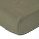 HOMESCAPES Luxury Soft Linen Extra Deep Fitted Sheet Plain Dark Green Textured Linen Sheet Natural French Flax Fibre Linen & Pure 100% Cotton Blend Khaki Green, King Size (46 cm Deep)