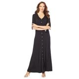Plus Size Women's Button Front Maxi Dress by Roaman's in Black (Size 30/32)