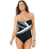 Plus Size Women's Spliced One Piece Swimsuit by Swimsuits For All in Black White (Size 4)