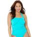 Plus Size Women's Drapey Ruched Halter Tankini Top by Swimsuits For All in Happy Turq (Size 26)