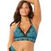Plus Size Women's Avenger Halter Bikini Top by Swimsuits For All in Blue Ombre Lace Print (Size 20)