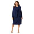 Plus Size Women's 2-Piece Stretch Crepe Single-Breasted Jacket Dress by Jessica London in Navy (Size 20 W) Suit