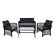 Salon de jardin canapé 2 fauteuils + coussins table en polyrotin noir