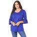 Plus Size Women's Bell-Sleeve Ultimate Tee by Roaman's in Ultra Blue (Size 18/20) Shirt