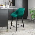 Mercury Row® Hallatrow 24.5" Counter Stool Wood/Velvet/Metal in Green | 34.6 H x 21.25 W x 20.75 D in | Wayfair 49F775D663B74D8FAE3EC54DE1C1F9DF