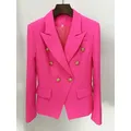 Blazer classique à double boutonnage pour femme veste couvertes boutons en métal rose vif