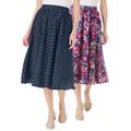 Plus Size Women's Reversible skirt by Woman Within in Navy Painterly Bloom (Size 5X)
