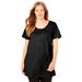 Plus Size Women's Perfect Short-Sleeve Scoop-Neck Henley Tunic by Woman Within in Black (Size 22/24)