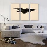 ARTCANVAS The Raven 1875 by Edouard Manet - 3 Piece Wrapped Canvas Painting Print Set Metal in Black | 40 H x 60 W x 1.5 D in | Wayfair