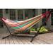 Arlmont & Co. Dorinda Double Classic Hammock w/ Stand Cotton in Red/Green/Yellow, Size 43.0 H x 47.0 W in | Wayfair