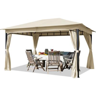 Gartenpavillon 3x4m ca. 180g/m² Dachplane wasserdicht Pavillon - 4 Seitenteile Gartenzelt Partyzelt Image