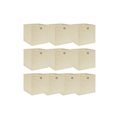 vidaXL Aufbewahrungsboxen 10 Stk. Creme 32x32x32 cm Stoff Image