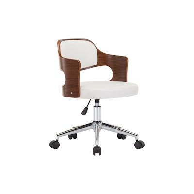 vidaXL Drehbarer Bürostuhl Weiß Bugholz und Kunstleder Image