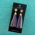 J. Crew Jewelry | J Crew Crystal And Beaded Tassel Earrings | Color: Blue/Gold | Size: Os