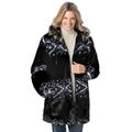 Plus Size Women's Faux Fur Snowflake Print Hooded Jacket by Woman Within in Black Winter Fair Isle (Size 4X)