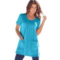 Plus Size Women's Two-Pocket Soft Knit Tunic by Roaman's in Ocean (Size L) Long T-Shirt