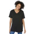Plus Size Women's Embroidered V-Neck Tee by Woman Within in Black Paisley Embroidery (Size 2X)