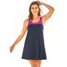 Plus Size Women's Two-Piece Colorblock Swim Dress by Swim 365 in Navy Pink (Size 24)