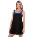 Plus Size Women's Two-Piece Colorblock Swim Dress by Swim 365 in Black Dark Sapphire (Size 26)