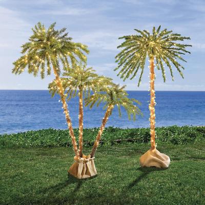 3-D Pre-Lit Palm Tree by BrylaneHome in Led Artifi...