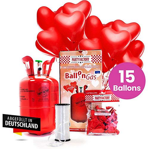 Ballongas Helium 30er mit 15 Herzballons
