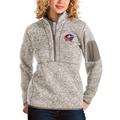 Women's Antigua Oatmeal Columbus Blue Jackets Fortune Half-Zip Pullover Jacket